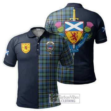 Weir Ancient Tartan Polo Shirt Alba with Scottish Lion Royal Arm Half Style