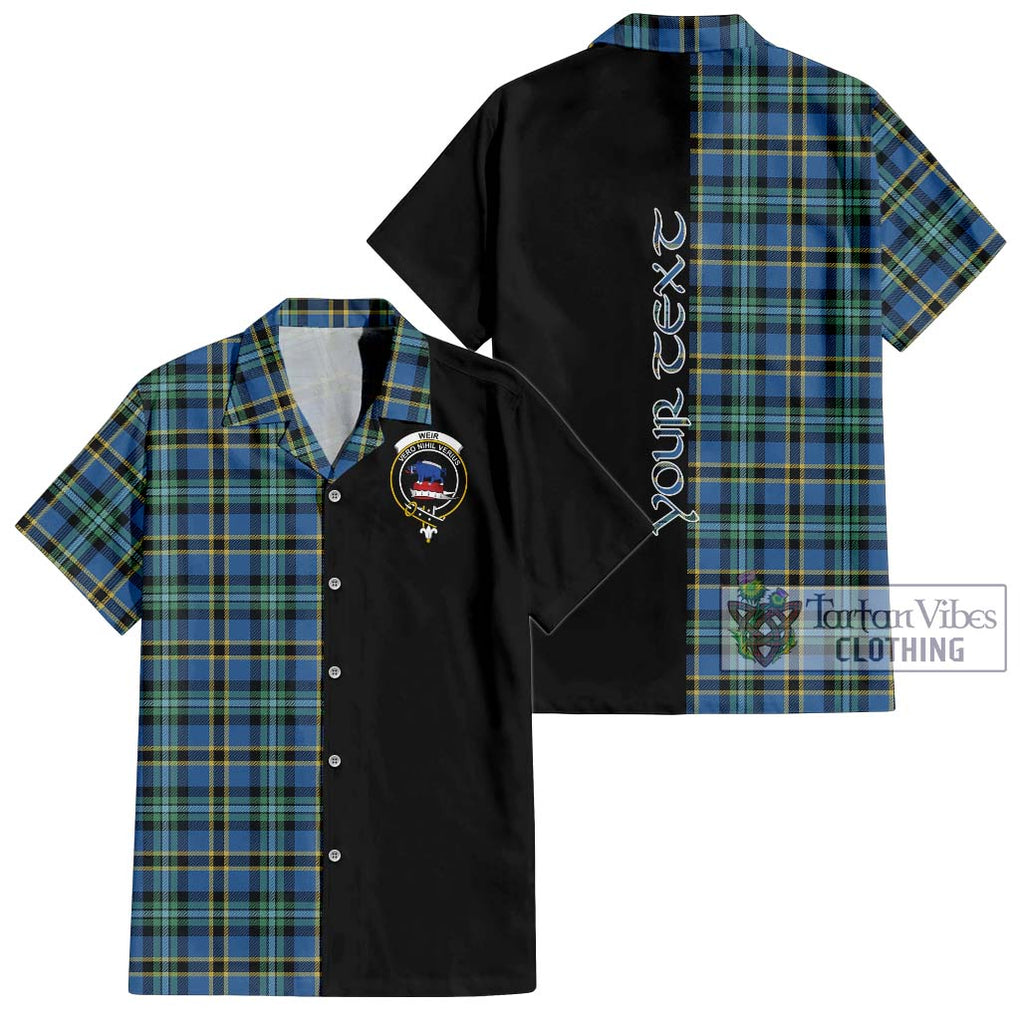 Weir Ancient Tartan Short Sleeve Button Shirt with Family Crest and Half Of Me Style Kid - Tartanvibesclothing Shop