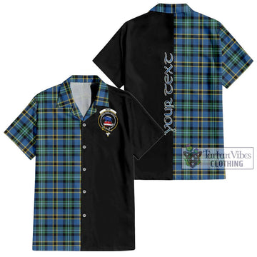 Weir Ancient Tartan Short Sleeve Button Shirt with Family Crest and Half Of Me Style