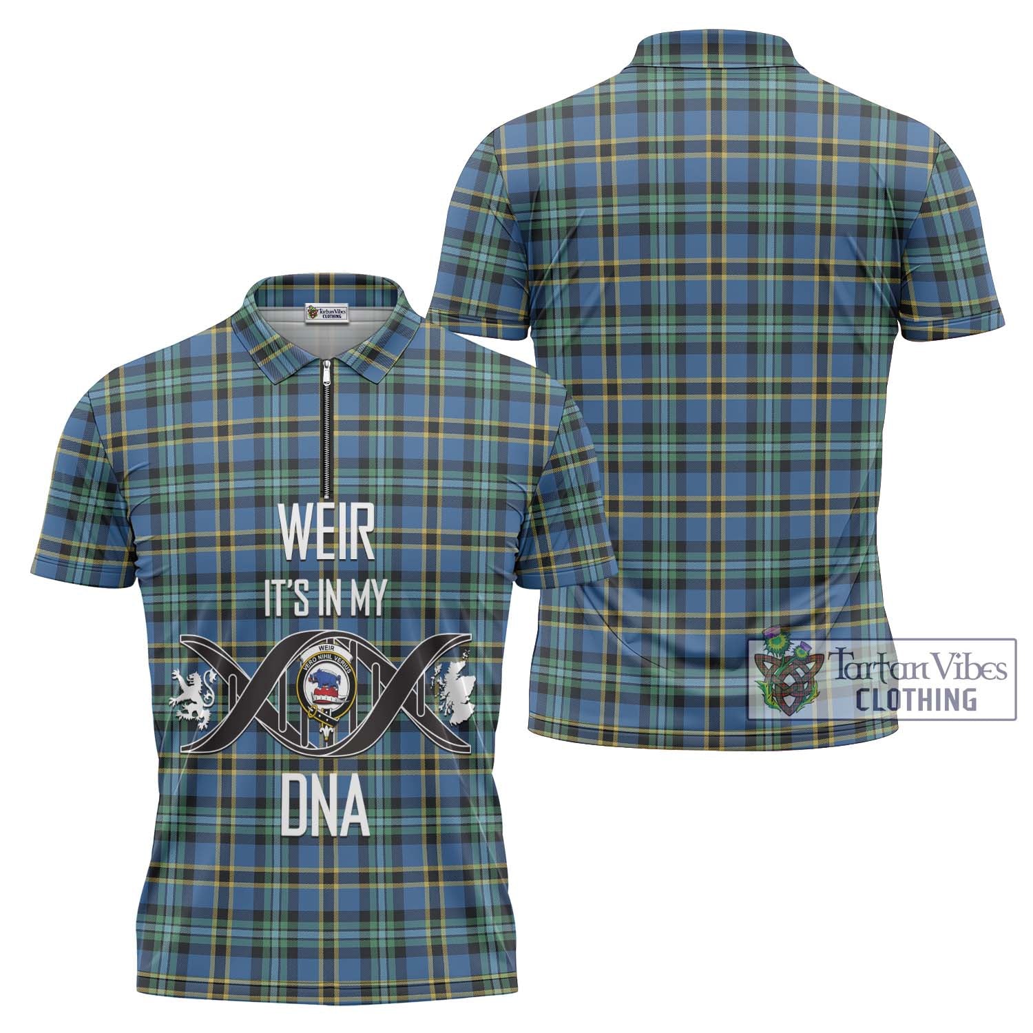 Weir Ancient Tartan Zipper Polo Shirt with Family Crest DNA In Me Style Unisex - Tartanvibesclothing Shop