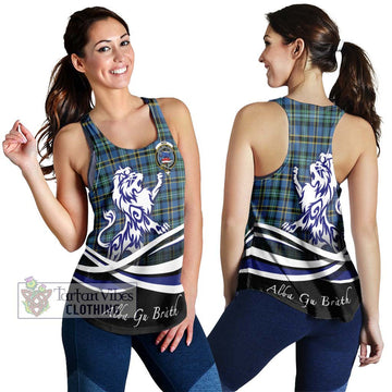 Weir Ancient Tartan Women's Racerback Tanks with Alba Gu Brath Regal Lion Emblem