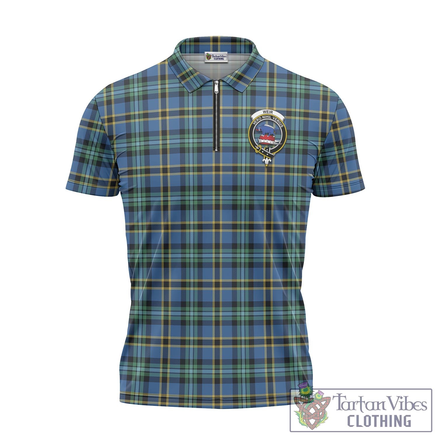 Tartan Vibes Clothing Weir Ancient Tartan Zipper Polo Shirt with Family Crest