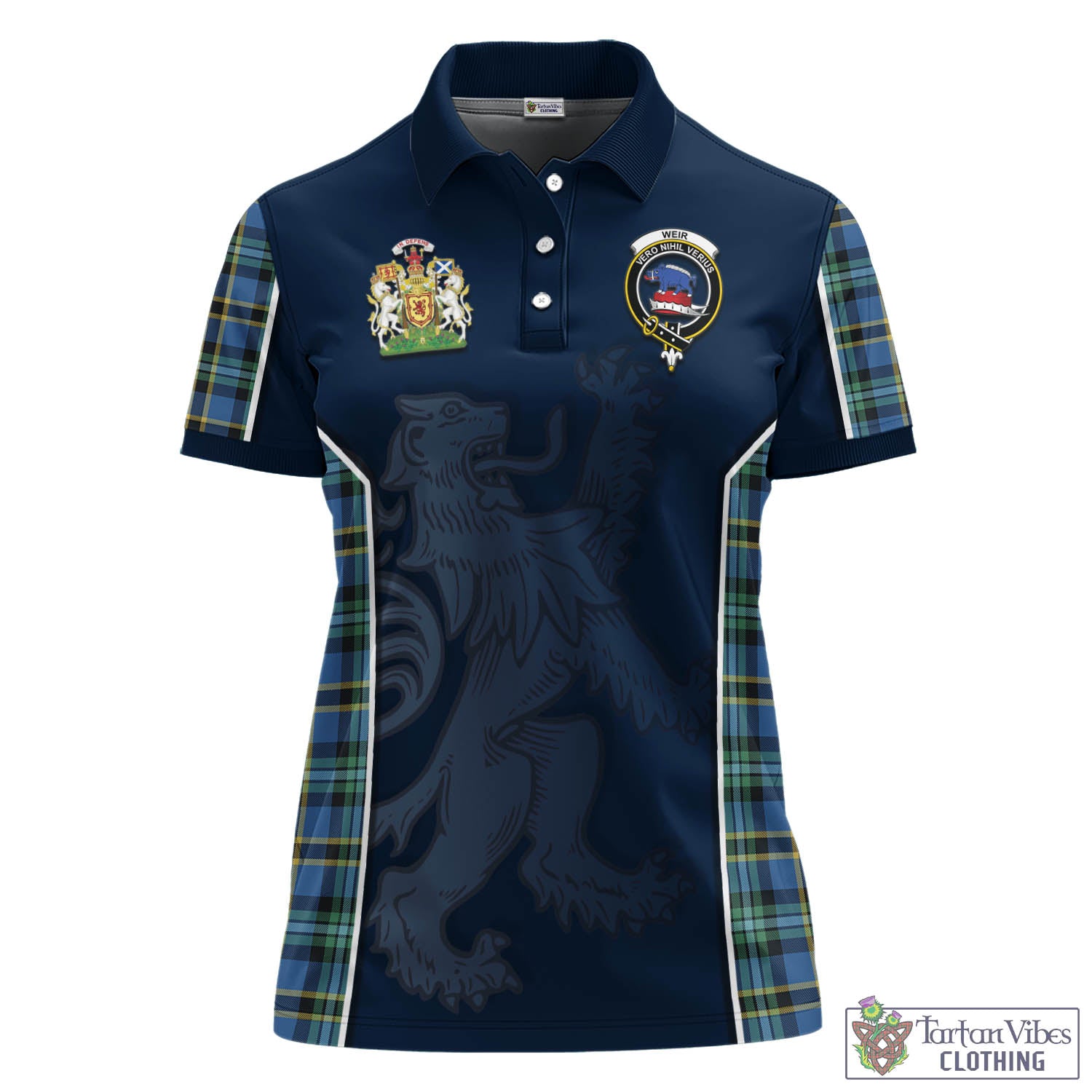 Tartan Vibes Clothing Weir Ancient Tartan Women's Polo Shirt with Family Crest and Lion Rampant Vibes Sport Style