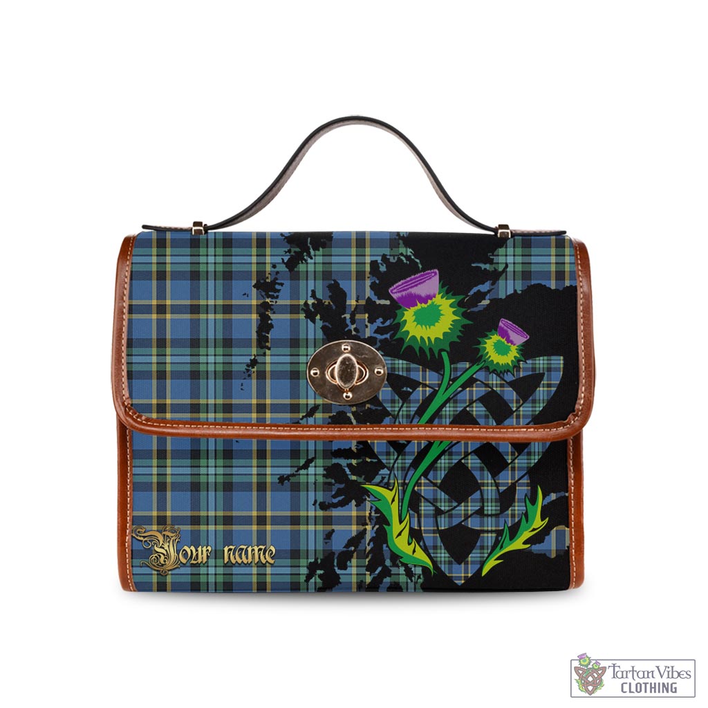 Tartan Vibes Clothing Weir Ancient Tartan Waterproof Canvas Bag with Scotland Map and Thistle Celtic Accents