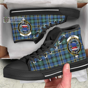 Weir Ancient Tartan High Top Shoes with Family Crest