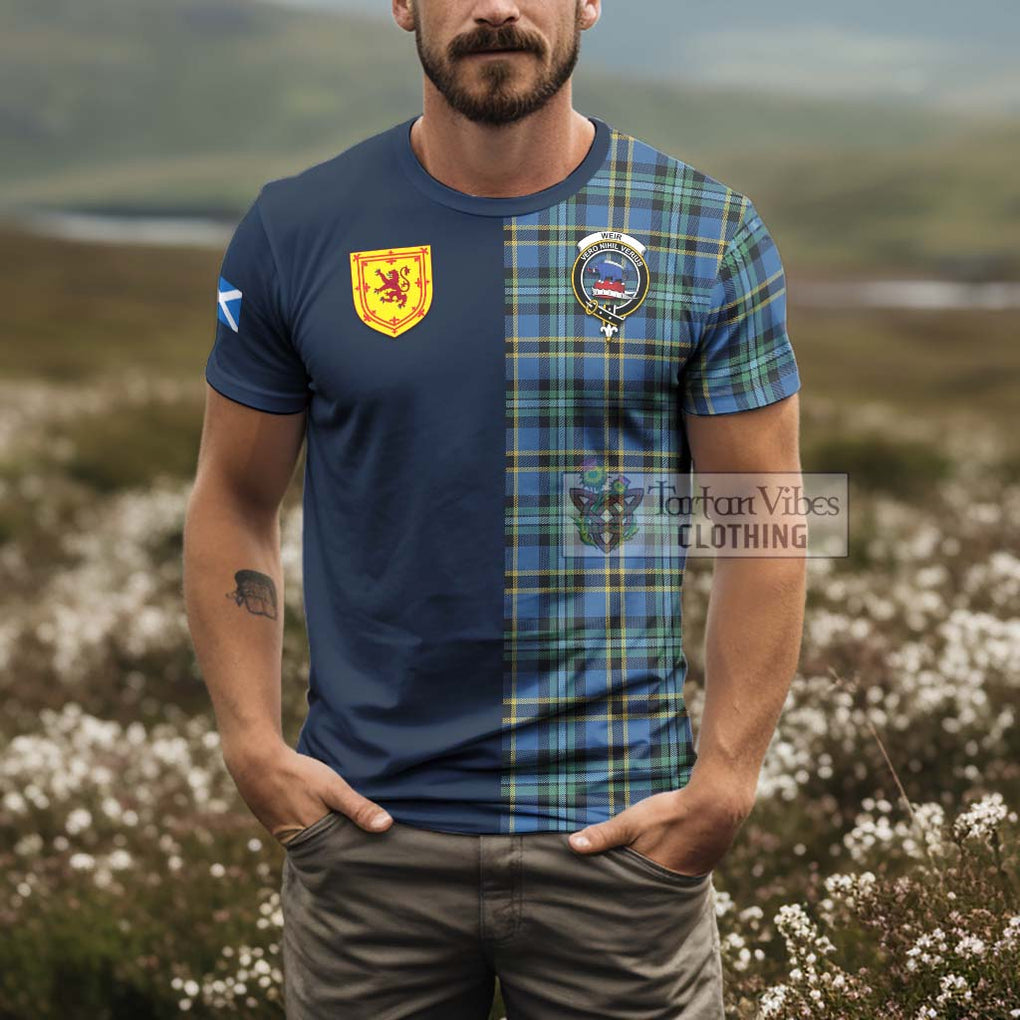 Tartan Vibes Clothing Weir Ancient Tartan T-Shirt Alba with Scottish Lion Royal Arm Half Style