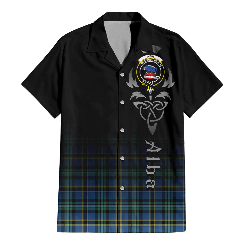 Tartan Vibes Clothing Weir Ancient Tartan Short Sleeve Button Up Featuring Alba Gu Brath Family Crest Celtic Inspired