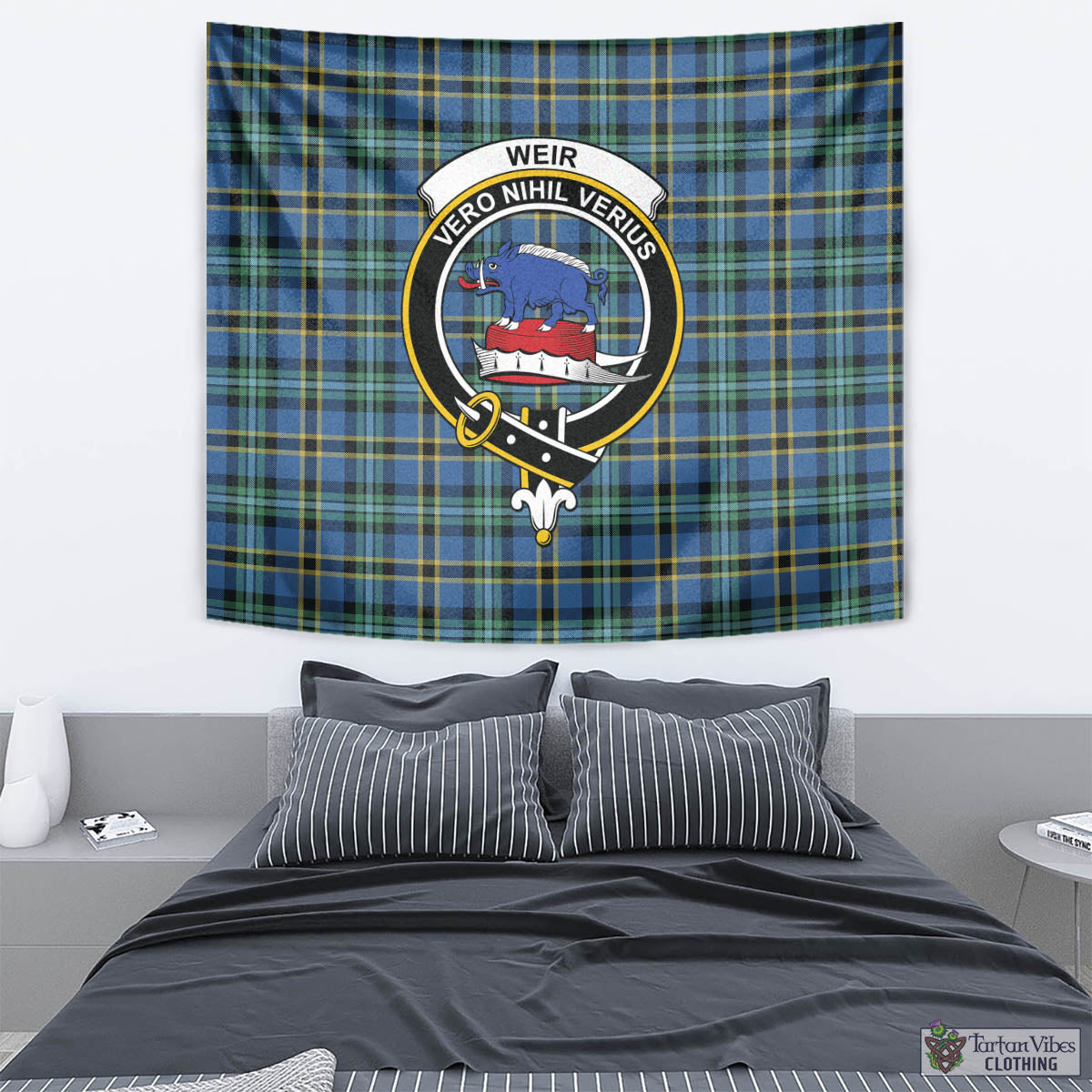 Tartan Vibes Clothing Weir Ancient Tartan Tapestry Wall Hanging and Home Decor for Room with Family Crest