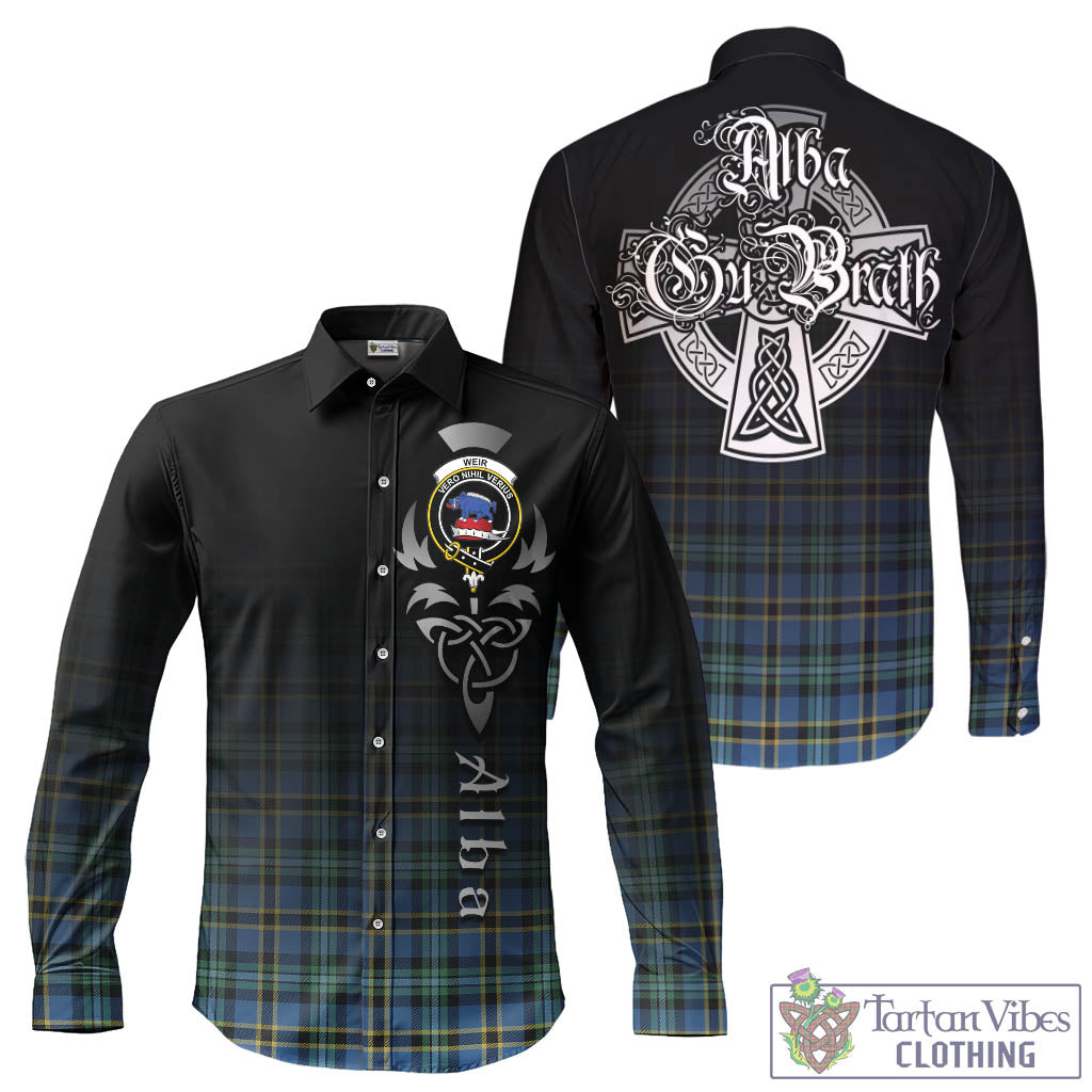 Tartan Vibes Clothing Weir Ancient Tartan Long Sleeve Button Up Featuring Alba Gu Brath Family Crest Celtic Inspired