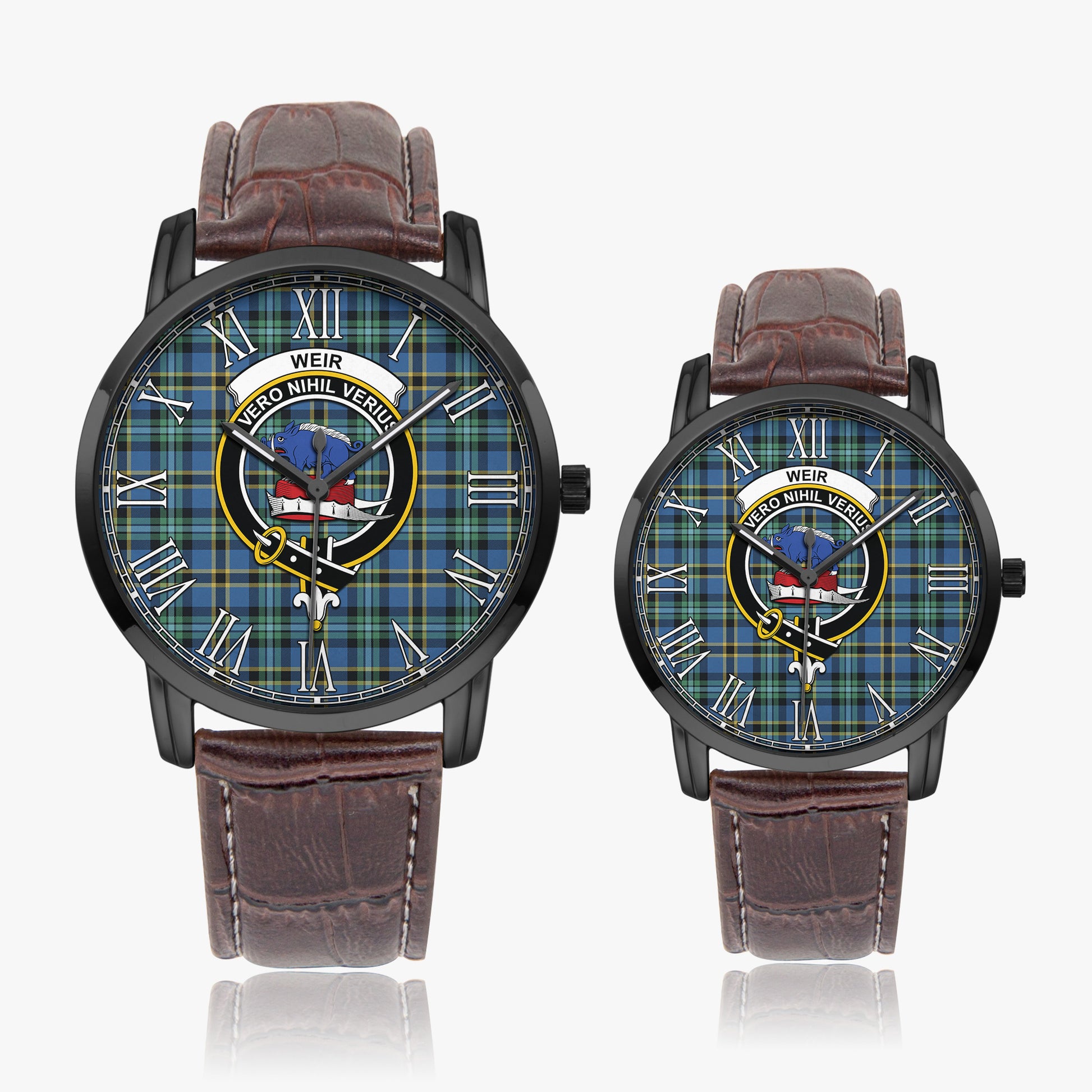 Weir Ancient Tartan Family Crest Leather Strap Quartz Watch - Tartanvibesclothing