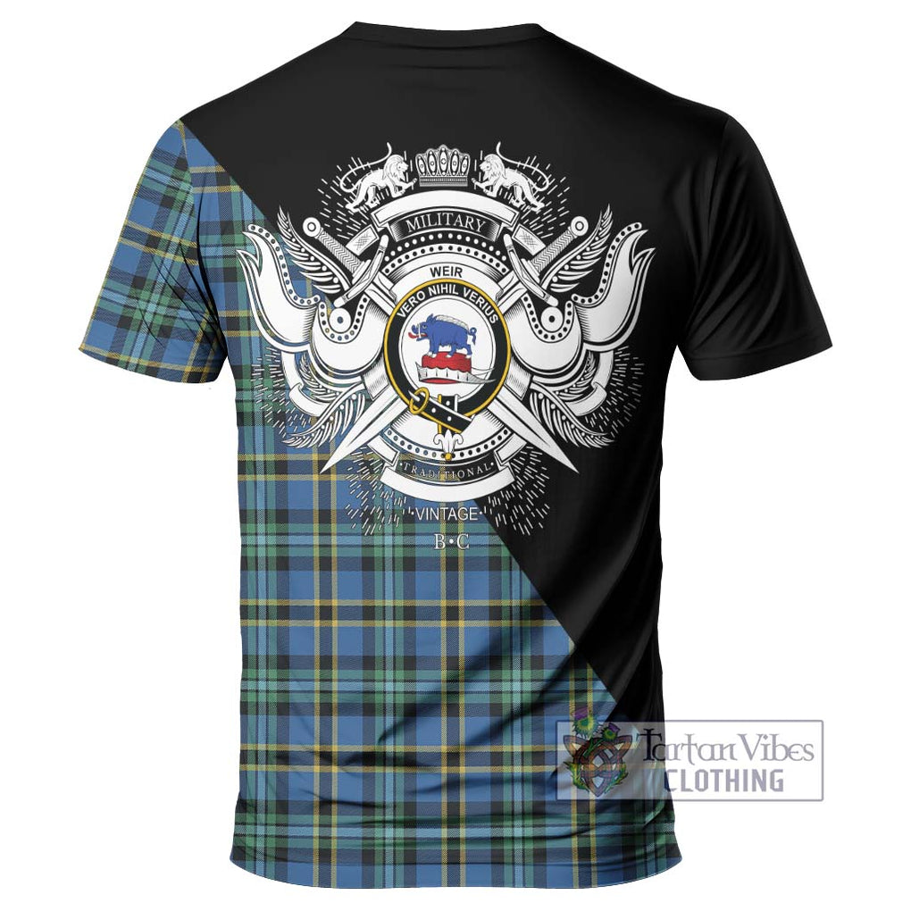 Weir Ancient Tartan T-Shirt with Family Crest and Military Logo Style - Tartanvibesclothing Shop