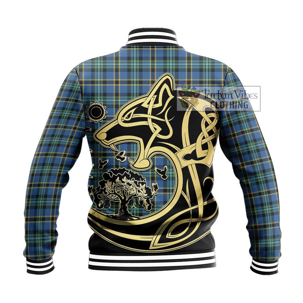 Tartan Vibes Clothing Weir Ancient Tartan Baseball Jacket with Family Crest Celtic Wolf Style