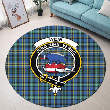 Weir Ancient Tartan Round Rug with Family Crest