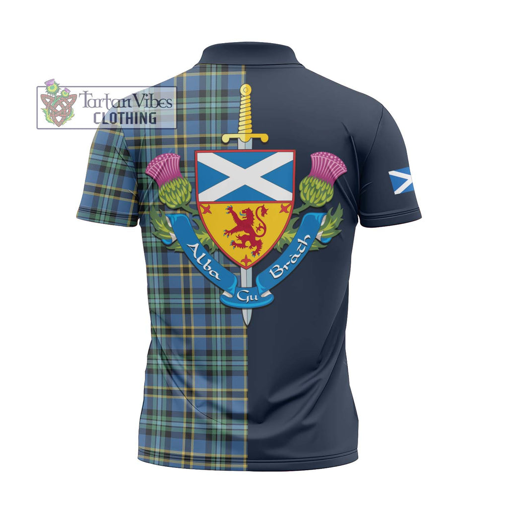 Tartan Vibes Clothing Weir Ancient Tartan Zipper Polo Shirt with Scottish Lion Royal Arm Half Style