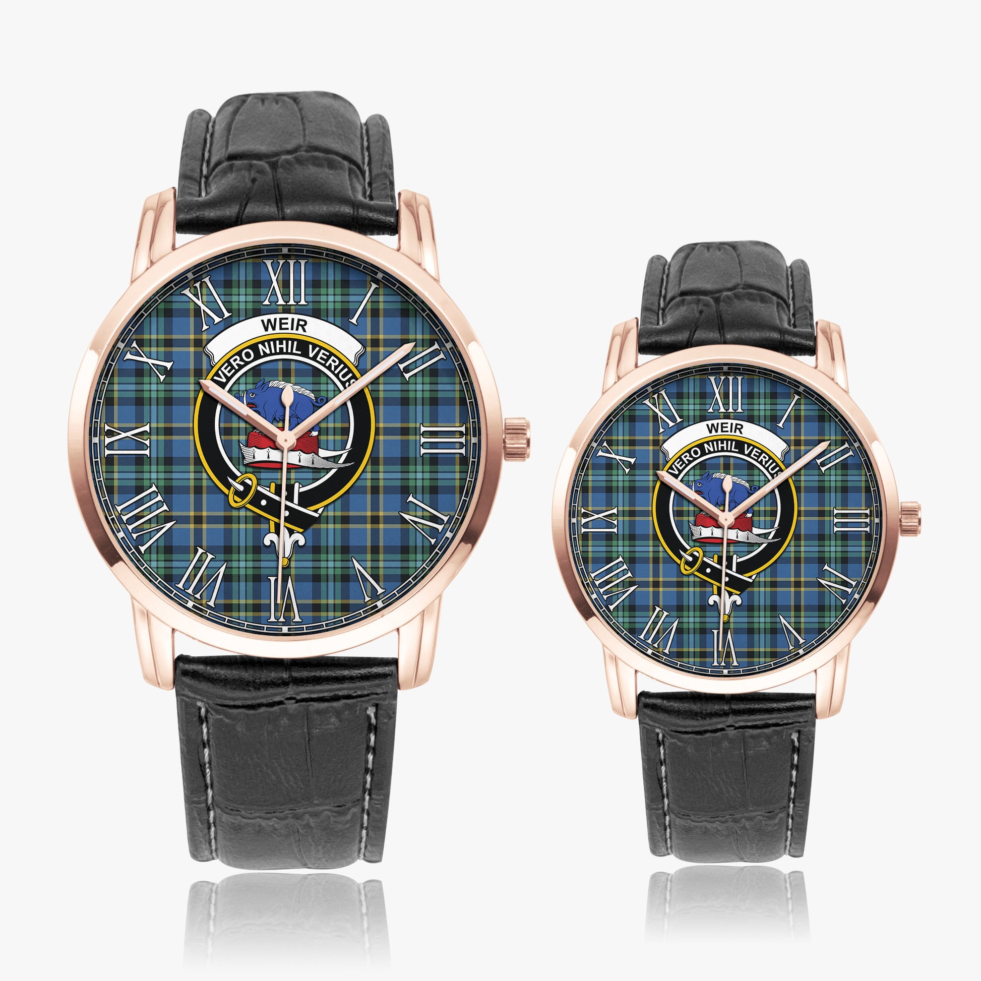 Weir Ancient Tartan Family Crest Leather Strap Quartz Watch - Tartanvibesclothing