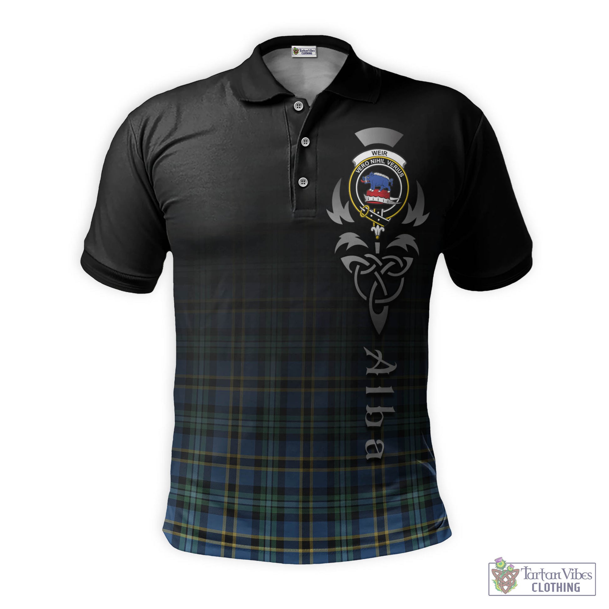 Tartan Vibes Clothing Weir Ancient Tartan Polo Shirt Featuring Alba Gu Brath Family Crest Celtic Inspired