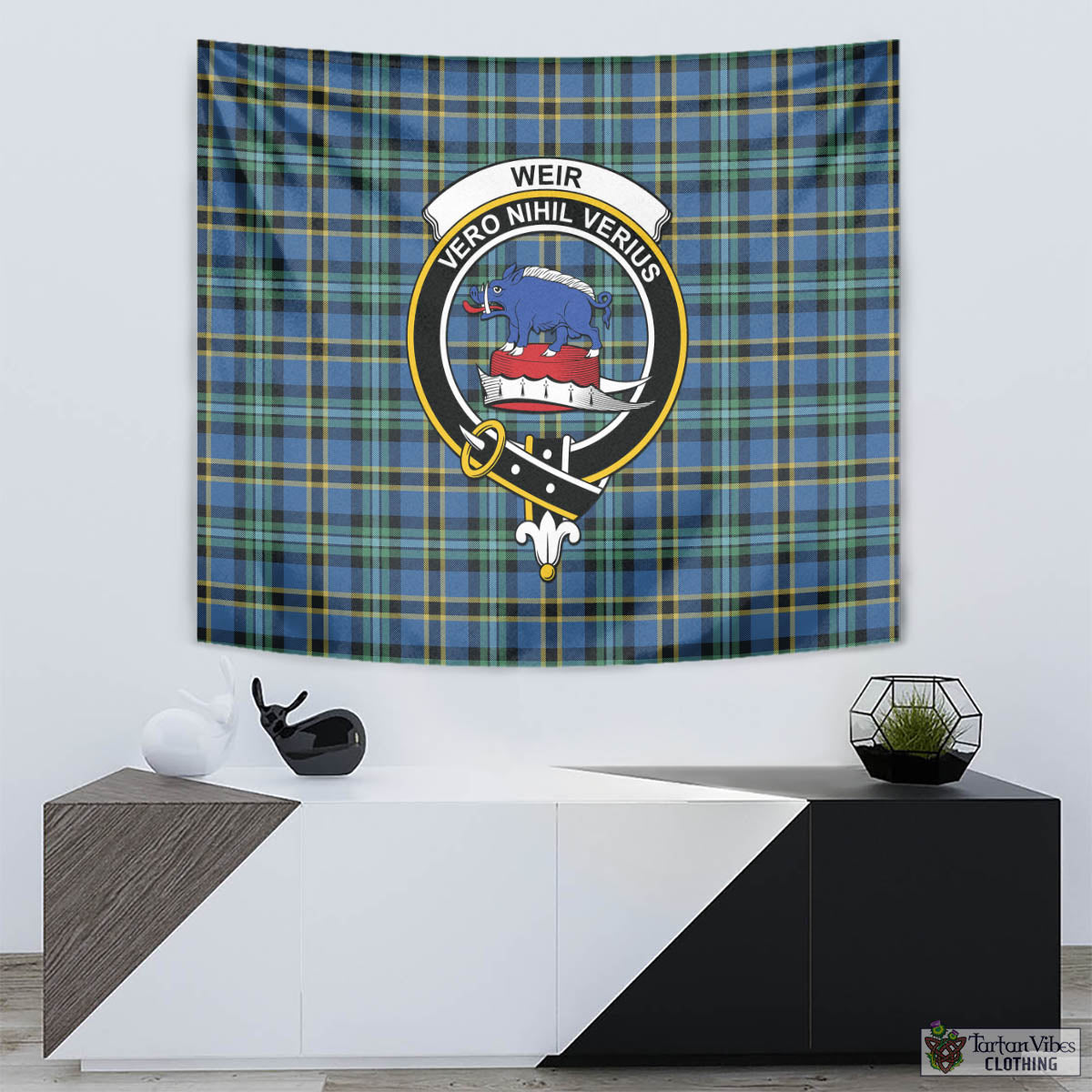 Tartan Vibes Clothing Weir Ancient Tartan Tapestry Wall Hanging and Home Decor for Room with Family Crest