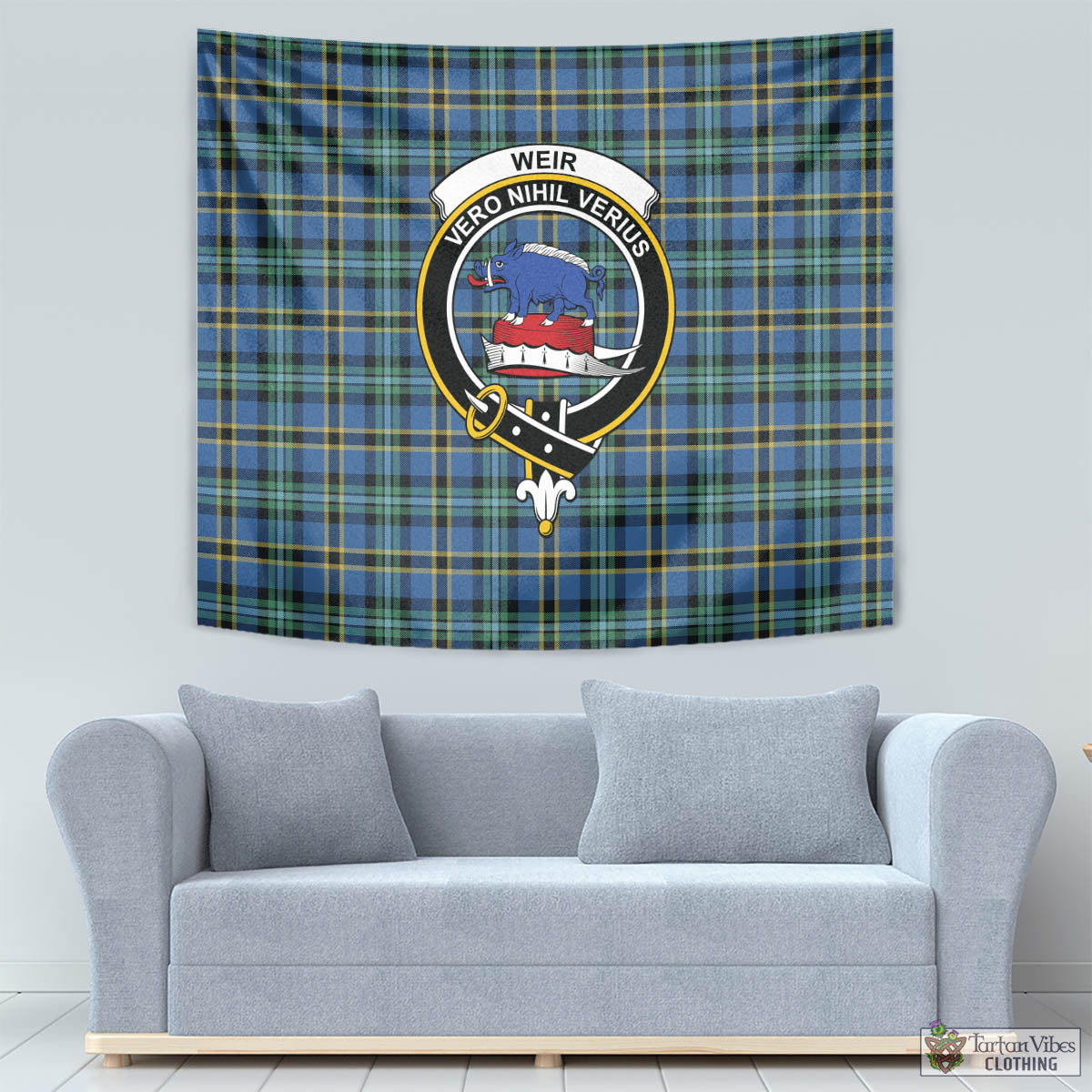 Tartan Vibes Clothing Weir Ancient Tartan Tapestry Wall Hanging and Home Decor for Room with Family Crest