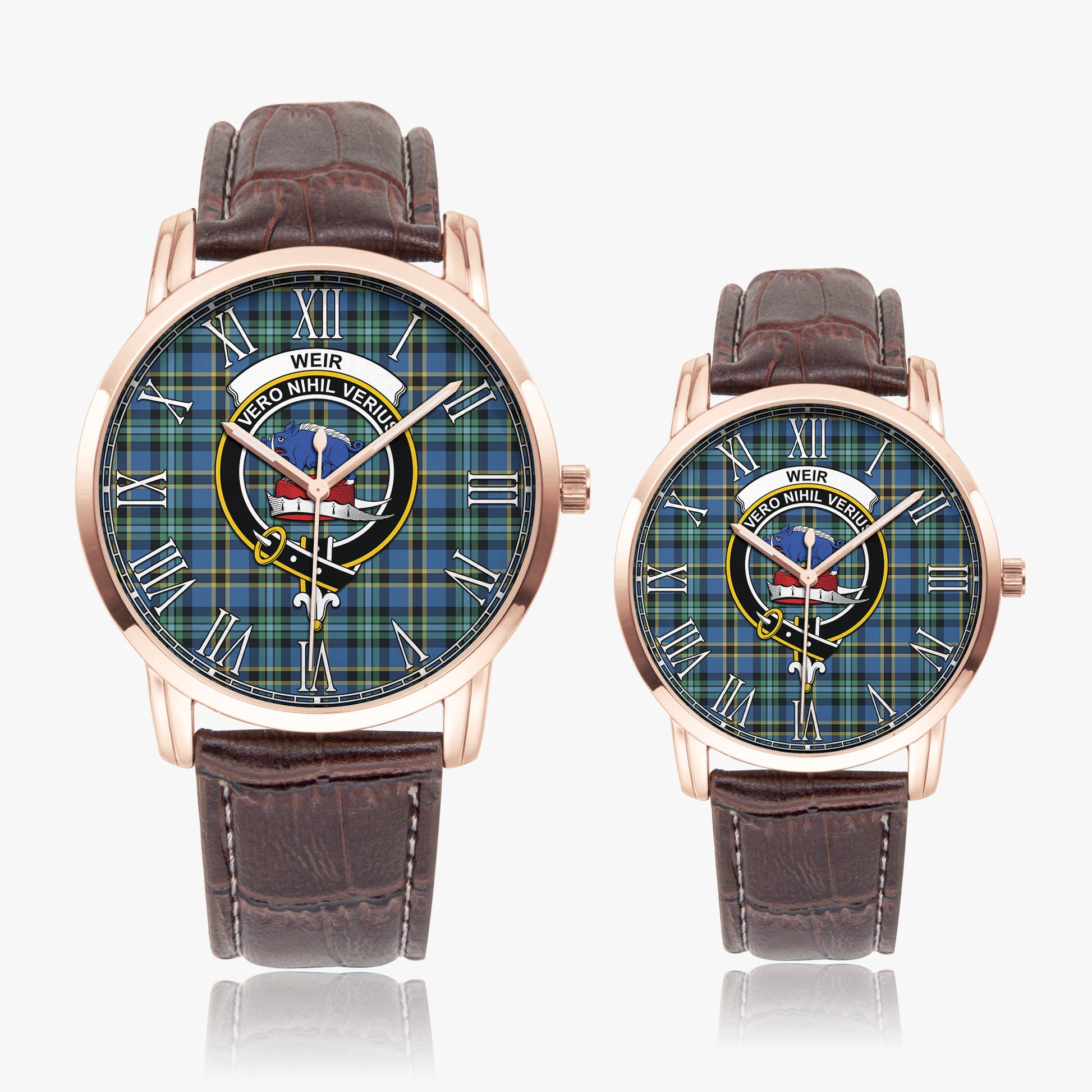 Weir Ancient Tartan Family Crest Leather Strap Quartz Watch - Tartanvibesclothing