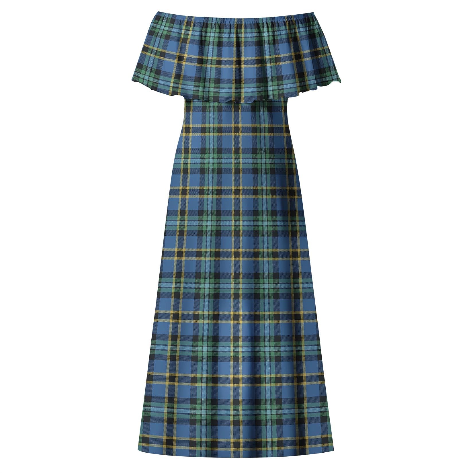 Weir Ancient Tartan Off Shoulder Long Dress - Tartanvibesclothing