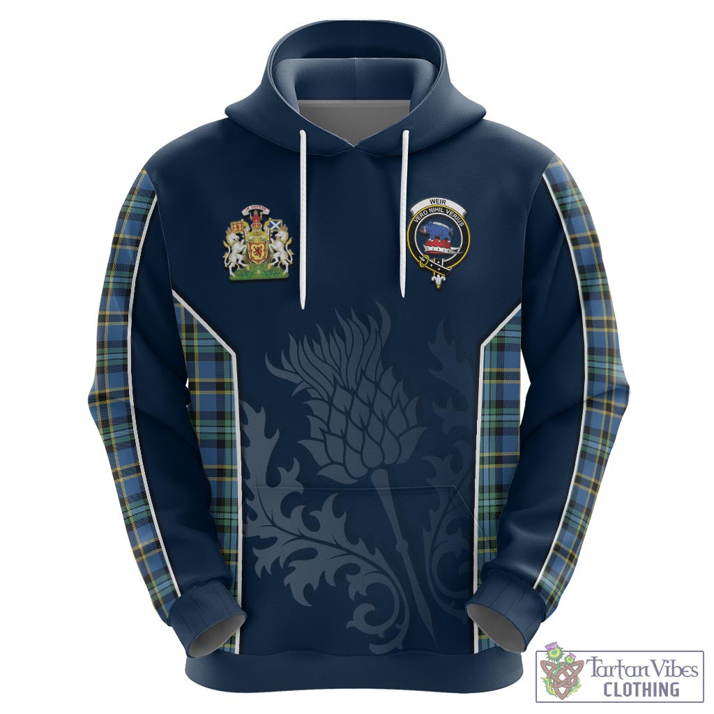 Tartan Vibes Clothing Weir Ancient Tartan Hoodie with Family Crest and Scottish Thistle Vibes Sport Style