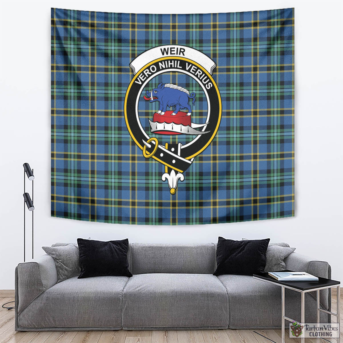 Tartan Vibes Clothing Weir Ancient Tartan Tapestry Wall Hanging and Home Decor for Room with Family Crest