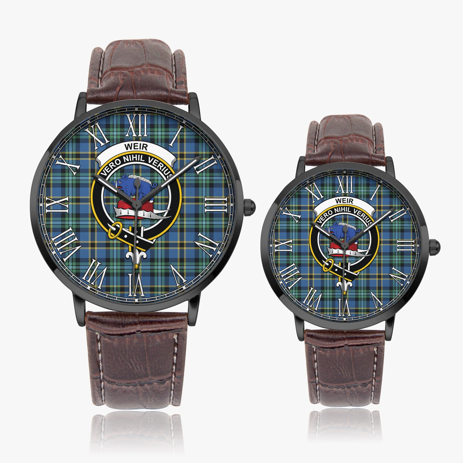 Weir Ancient Tartan Family Crest Leather Strap Quartz Watch - Tartanvibesclothing