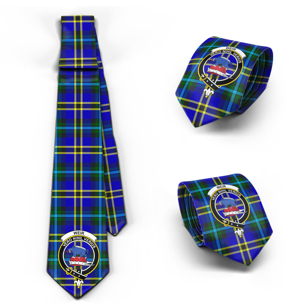 Weir Modern Tartan Classic Necktie with Family Crest Necktie One Size - Tartan Vibes Clothing