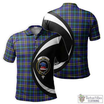 Weir Modern Tartan Men's Polo Shirt with Family Crest Circle Style