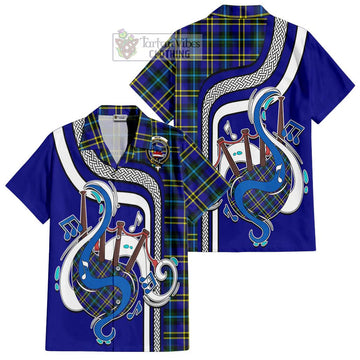 Weir Modern Tartan Short Sleeve Button Shirt with Epic Bagpipe Style