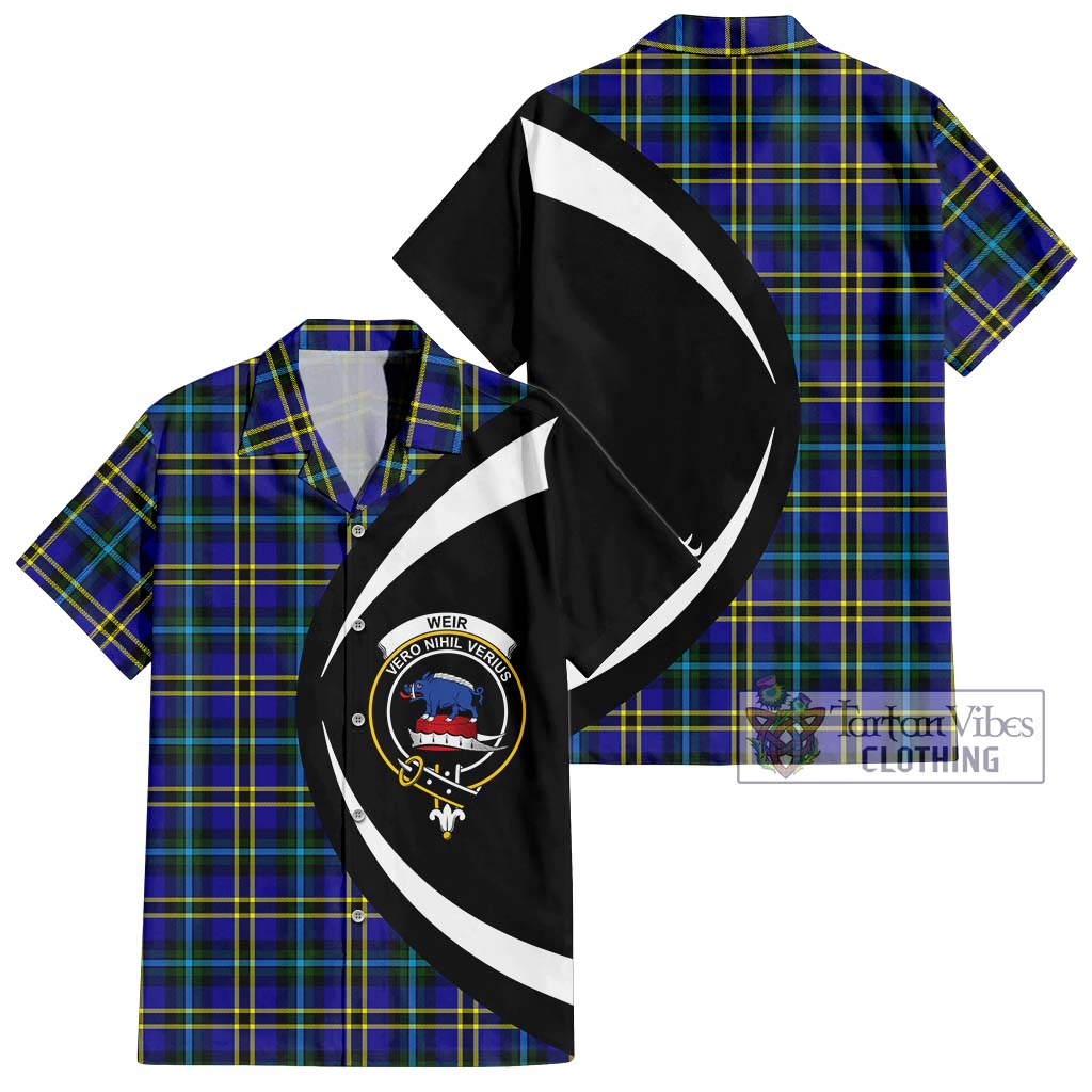 Tartan Vibes Clothing Weir Modern Tartan Short Sleeve Button Up with Family Crest Circle Style