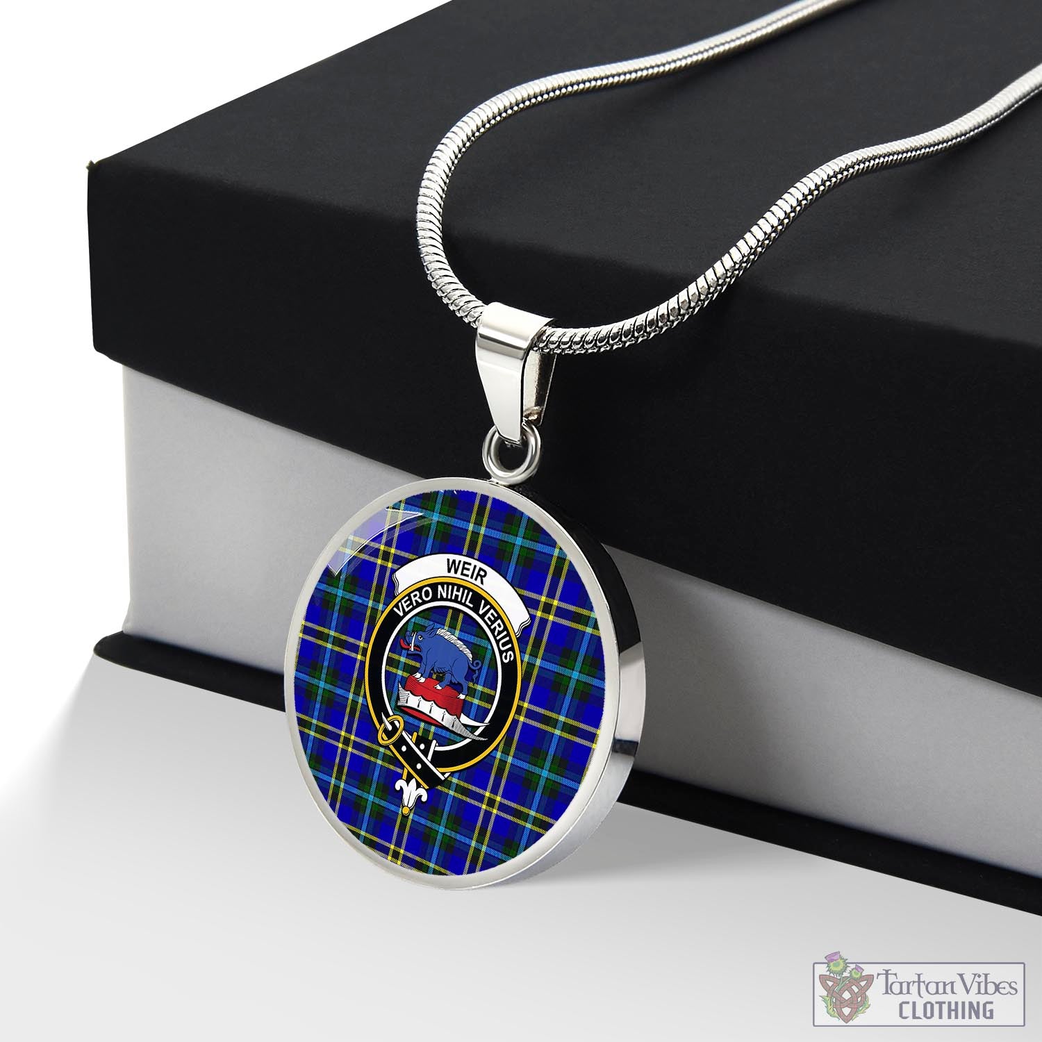 Tartan Vibes Clothing Weir Modern Tartan Circle Necklace with Family Crest