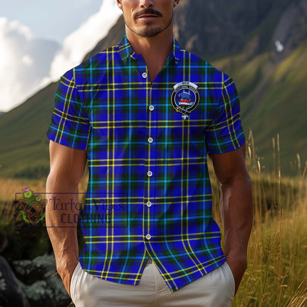 Weir Modern Tartan Cotton Hawaiian Shirt with Family Crest Adult - Tartan Vibes Clothing