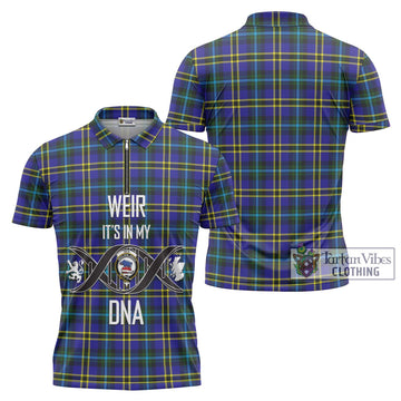 Weir Modern Tartan Zipper Polo Shirt with Family Crest DNA In Me Style