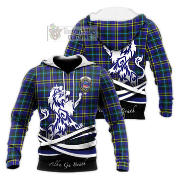 Weir Modern Tartan Knitted Hoodie with Alba Gu Brath Regal Lion Emblem