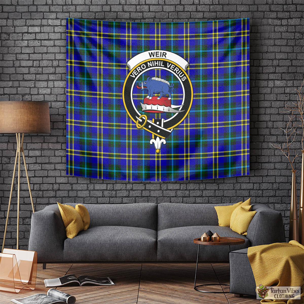 Tartan Vibes Clothing Weir Modern Tartan Tapestry Wall Hanging and Home Decor for Room with Family Crest