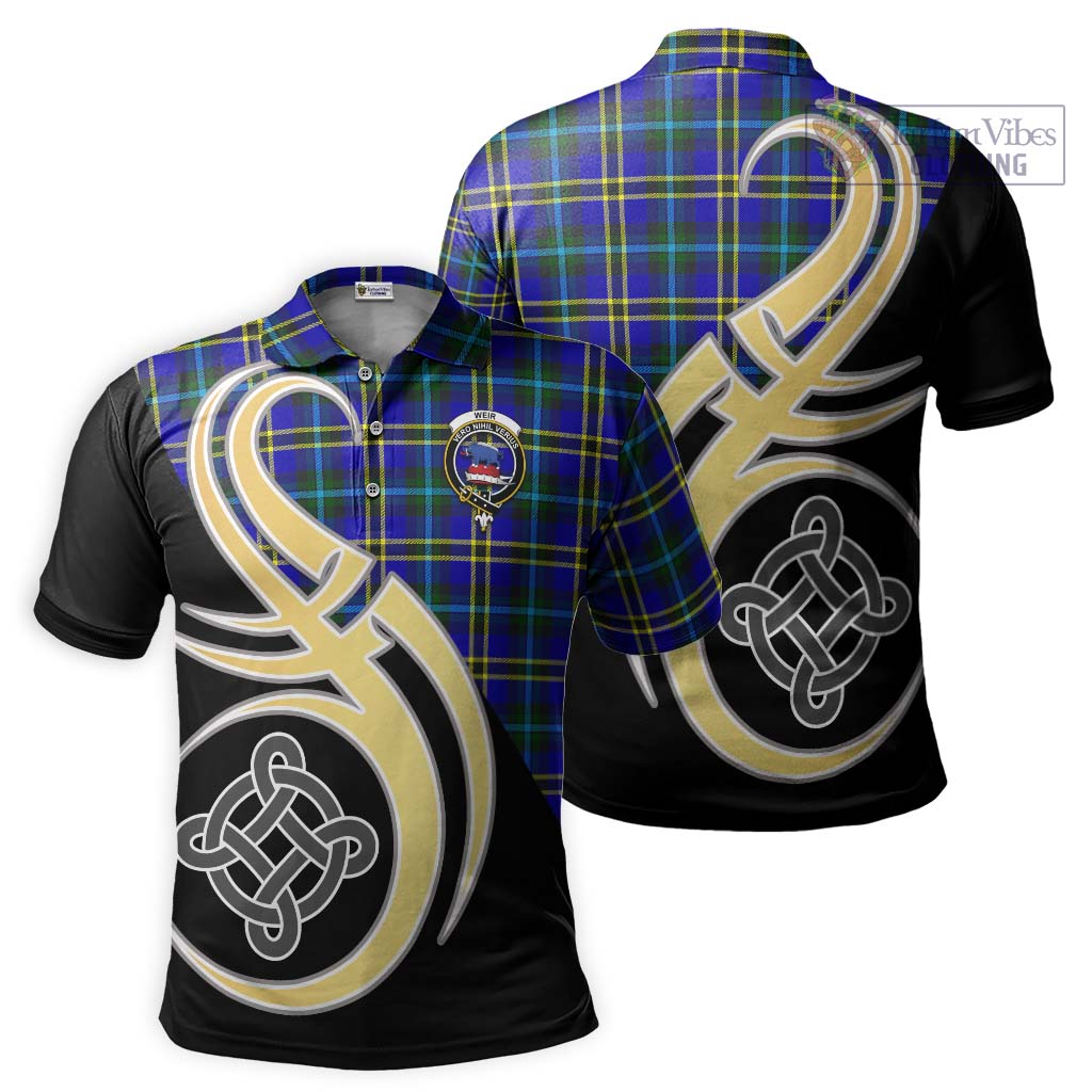 Tartan Vibes Clothing Weir Modern Tartan Polo Shirt with Family Crest and Celtic Symbol Style