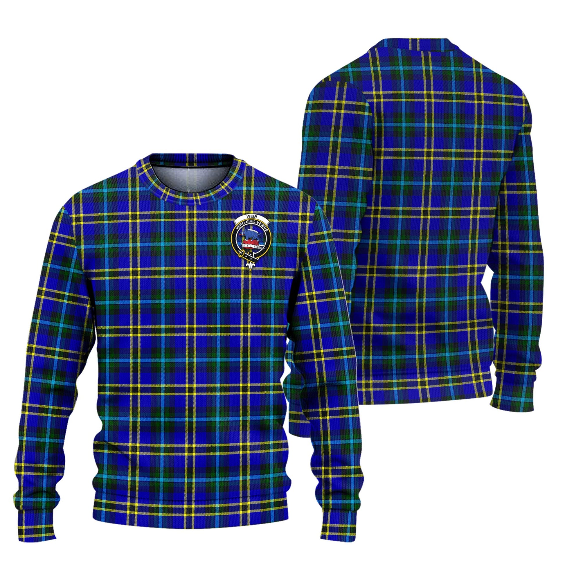 Weir Modern Tartan Knitted Sweater with Family Crest Unisex - Tartanvibesclothing