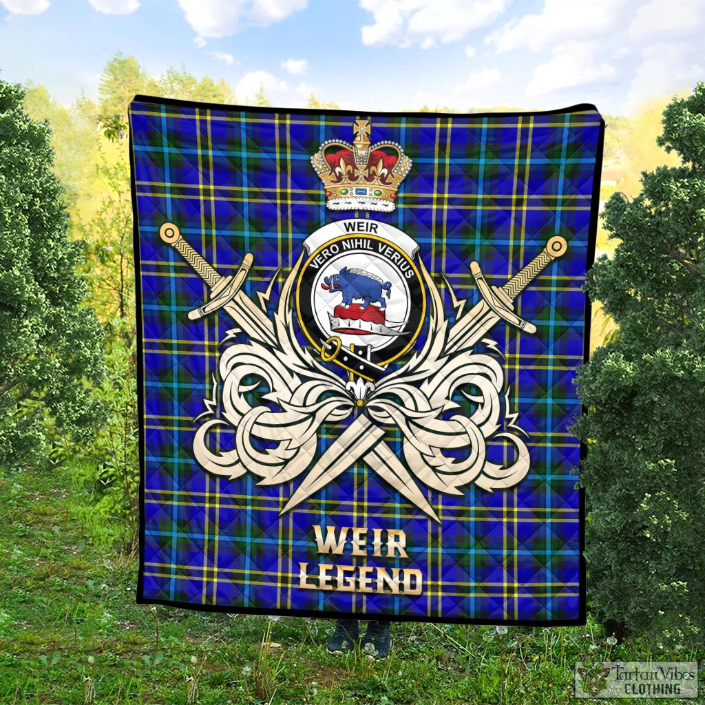 Tartan Vibes Clothing Weir Modern Tartan Quilt with Clan Crest and the Golden Sword of Courageous Legacy