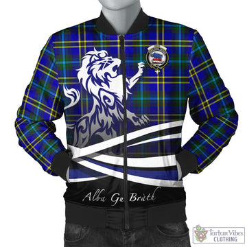 Weir Modern Tartan Bomber Jacket with Alba Gu Brath Regal Lion Emblem