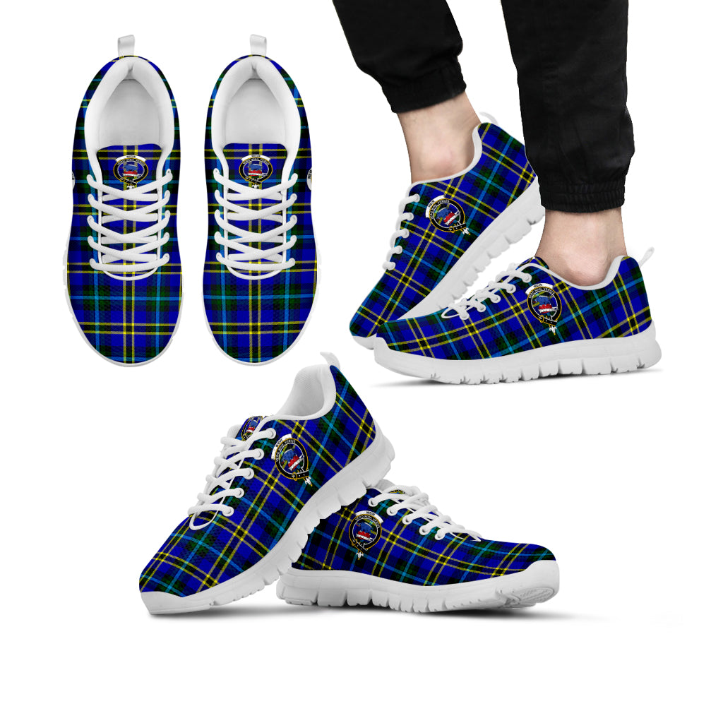 Weir Modern Tartan Sneakers with Family Crest Kid's Sneakers - Tartan Vibes Clothing