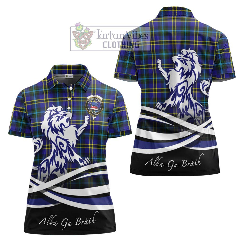 Weir Modern Tartan Women's Polo Shirt with Alba Gu Brath Regal Lion Emblem Women - Tartanvibesclothing Shop