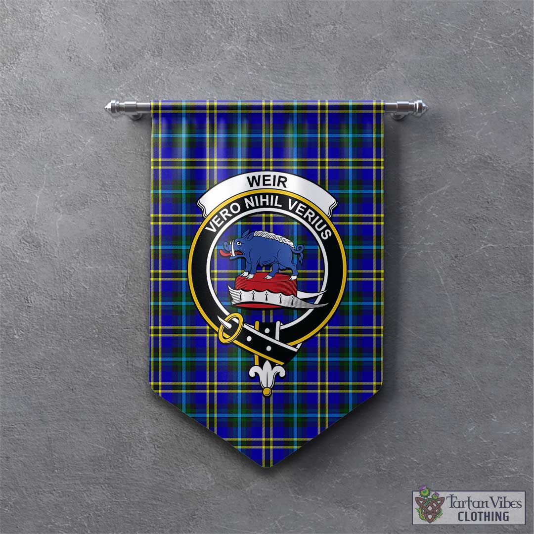 Tartan Vibes Clothing Weir Modern Tartan Gonfalon, Tartan Banner with Family Crest