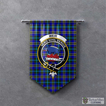 Weir Modern Tartan Gonfalon, Tartan Banner with Family Crest