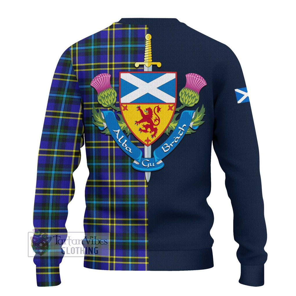 Tartan Vibes Clothing Weir Modern Tartan Knitted Sweater with Scottish Lion Royal Arm Half Style