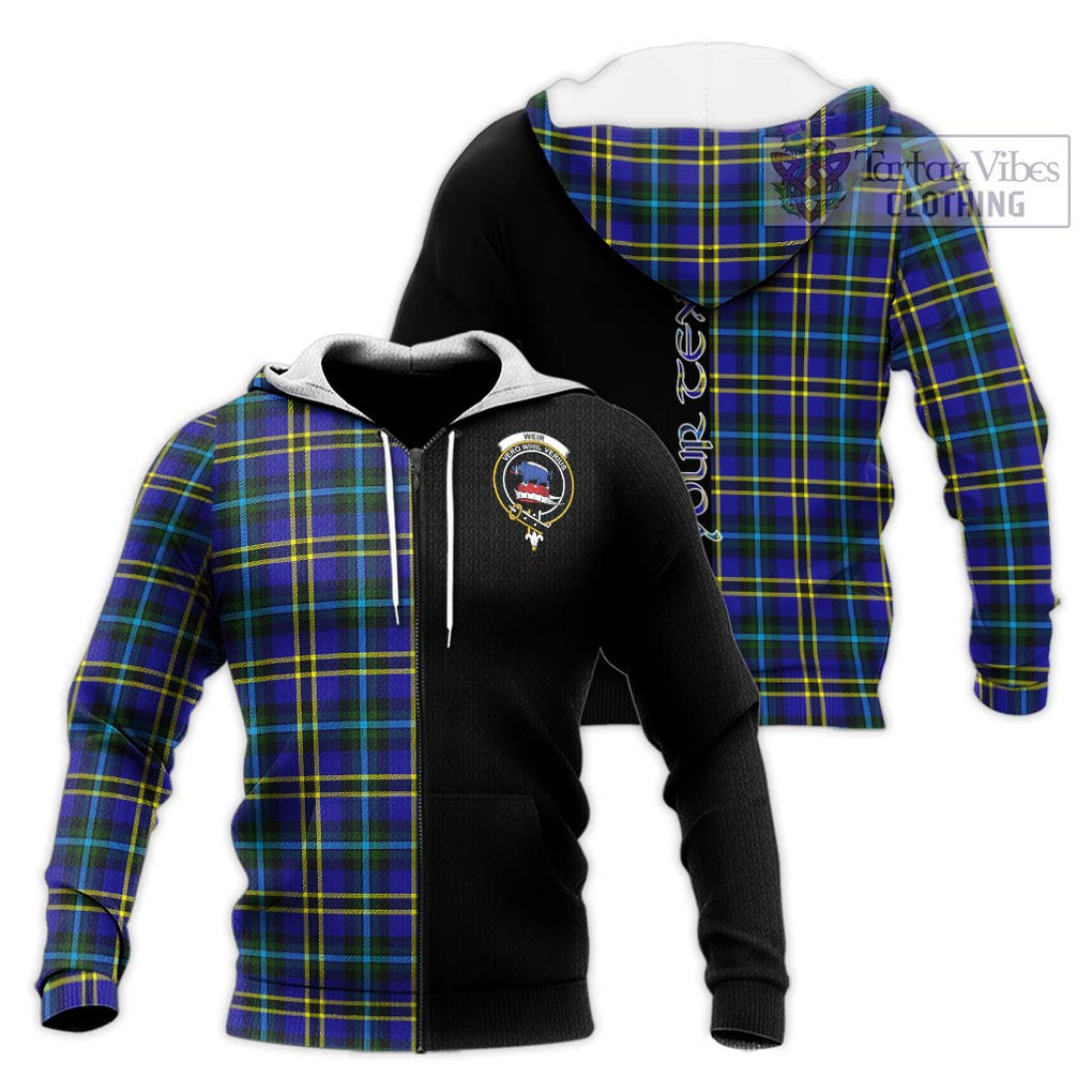 Weir Modern Tartan Knitted Hoodie with Family Crest and Half Of Me Style Unisex Knitted Zip Hoodie - Tartanvibesclothing Shop