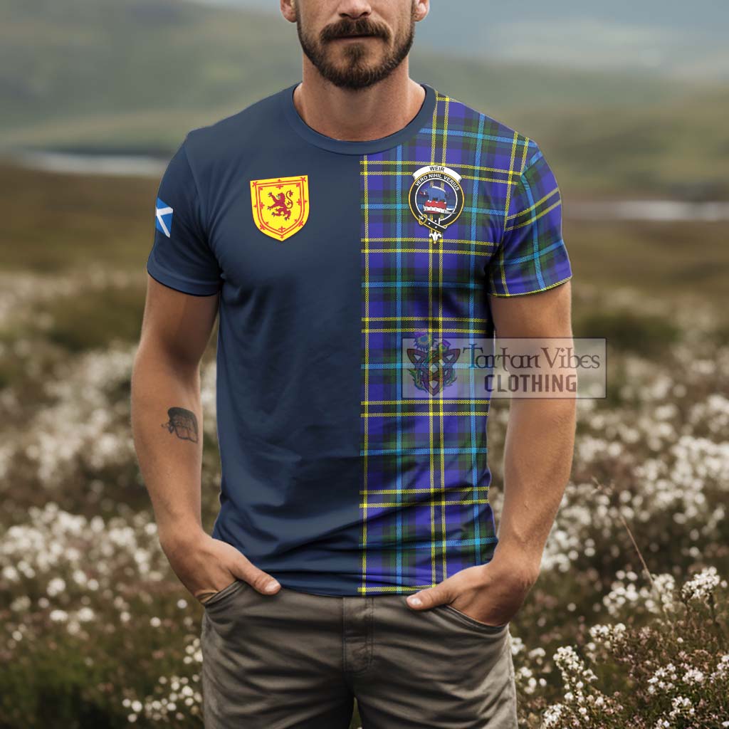 Tartan Vibes Clothing Weir Modern Tartan T-Shirt Alba with Scottish Lion Royal Arm Half Style