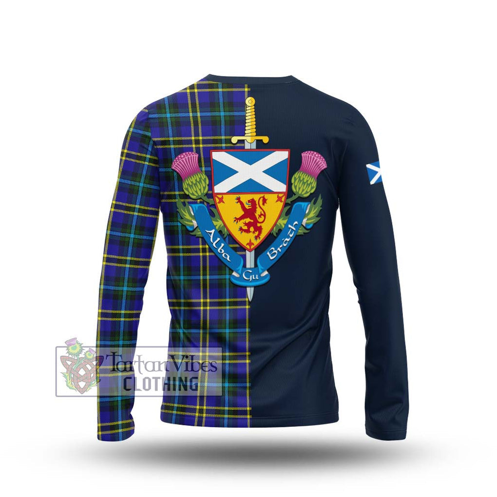 Tartan Vibes Clothing Weir Modern Tartan Long Sleeve T-Shirt with Scottish Lion Royal Arm Half Style