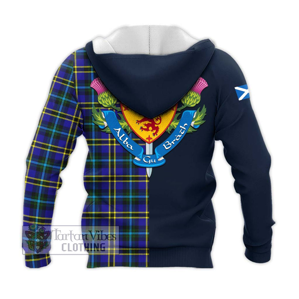 Tartan Vibes Clothing Weir Modern Tartan Knitted Hoodie with Scottish Lion Royal Arm Half Style