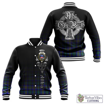 Weir Modern Tartan Baseball Jacket Featuring Alba Gu Brath Family Crest Celtic Inspired